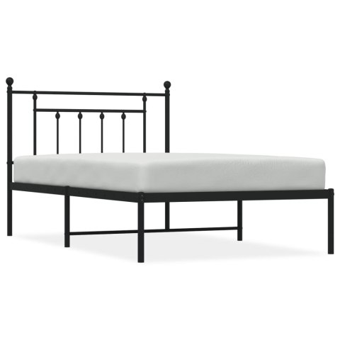 METALOWA RAMA ŁÓŻKA Z WEZGŁOWIEM CZARNA 107X203CM