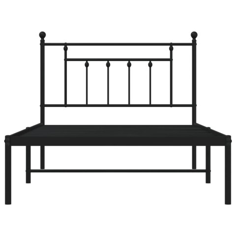 METALOWA RAMA ŁÓŻKA Z WEZGŁOWIEM CZARNA 107X203CM
