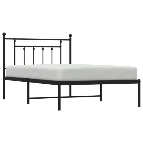 METALOWA RAMA ŁÓŻKA Z WEZGŁOWIEM CZARNA 107X203CM