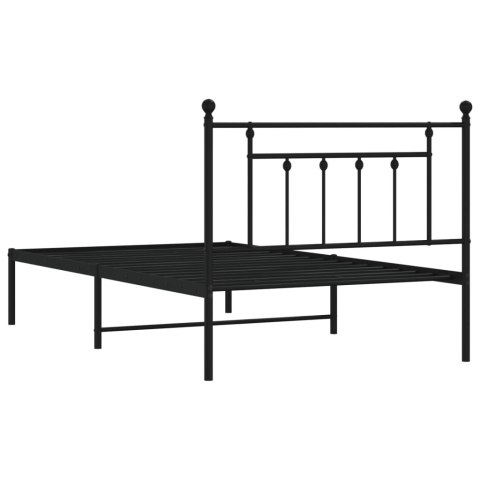 METALOWA RAMA ŁÓŻKA Z WEZGŁOWIEM CZARNA 107X203CM