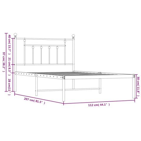 METALOWA RAMA ŁÓŻKA Z WEZGŁOWIEM CZARNA 107X203CM
