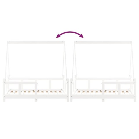 RAMA ŁÓŻKA DZIECIĘCEGO BIAŁA 70X140CM DREWNO SOSNOWE