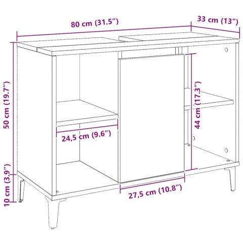 SZAFKA POD UMYWALKĘ DĄB ARTISAN 80X33X60CM