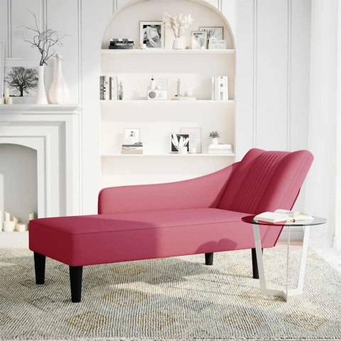 SZEZLONG Z PRAWYM PODŁOKIETNIKIEM CZERWONE WINO AKSAMITNY