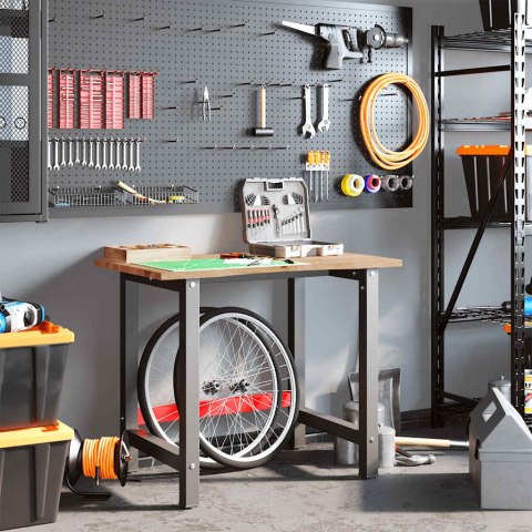 VidaXL Stolik roboczy, jasny brąz, 100x60x81,5 cm, lite drewno dębowe