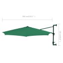 PARASOL ŚCIENNY Z LED NA METALOWYM SŁUPKU 300CM ZIELONY