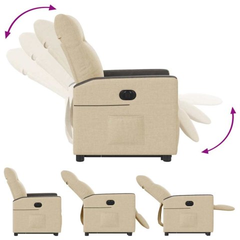 PODNOSZONY FOTEL MASUJĄCY ELEKTRYCZNY ROZKŁADANY KREMOWY