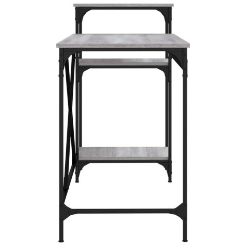 BIURKO KOMPUTEROWE DO DOMU I BIURA Z PÓŁKAMI SZARY DĄB SONOMA 135X50X90CM