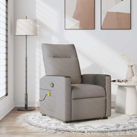 ROZKŁADANY FOTEL MASUJĄCY TAUPE OBITY TKANINĄ