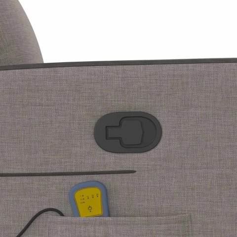 PODNOSZONY FOTEL MASUJĄCY ROZKŁADANY KOLOR TAUPE TKANINA