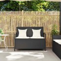 ŁAWKA OGRODOWA ZE SCHOWKIEM I PODUSZKĄ CZARNY POLIRATTAN