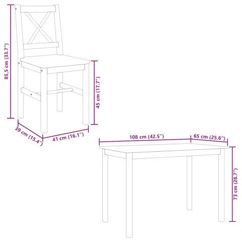 5-CZĘŚCIOWY ZESTAW MEBLI DO JADALNI BRĄZOWY I BIAŁY