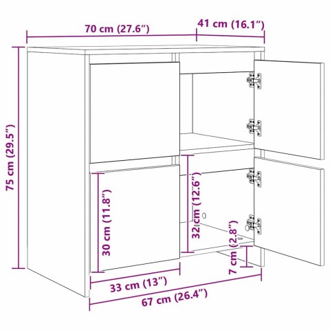 SZAFKA KOMODA 3 SZT. CZARNY DĄB 70X41X75CM