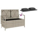 ŁAWKA OGRODOWA ZE SCHOWKIEM I PODUSZKĄ JASNOSZARY POLIRATTAN