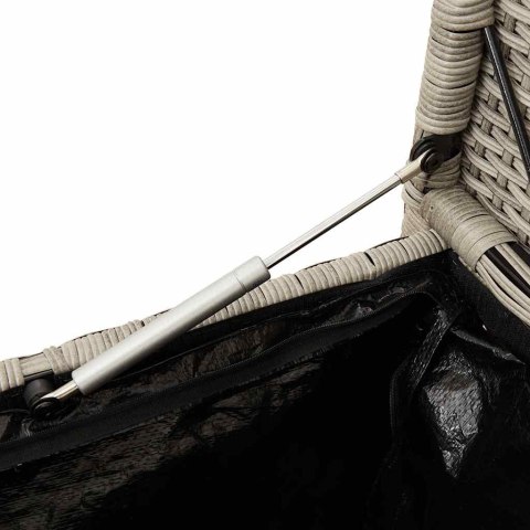 ŁAWKA OGRODOWA ZE SCHOWKIEM I PODUSZKĄ JASNOSZARY POLIRATTAN