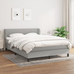ŁÓŻKO KONTYNENTALNE Z MATERACEM JASNOSZARE 140X200CM TKANINA