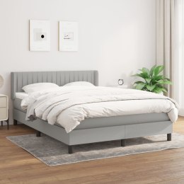 ŁÓŻKO KONTYNENTALNE Z MATERACEM JASNOSZARE 140X200CM TKANINA