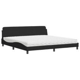ŁÓŻKO Z MATERACEM CZARNE 200X200CM AKSAMITNE
