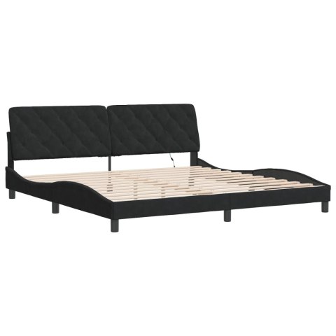 RAMA ŁÓŻKA Z LED CZARNA 200X200CM AKSAMITNA