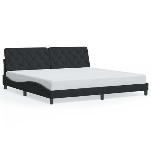 RAMA ŁÓŻKA Z LED CZARNA 200X200CM AKSAMITNA