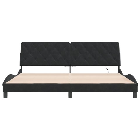 RAMA ŁÓŻKA Z LED CZARNA 200X200CM AKSAMITNA