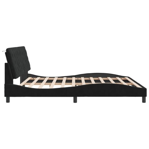 RAMA ŁÓŻKA Z LED CZARNA 200X200CM AKSAMITNA