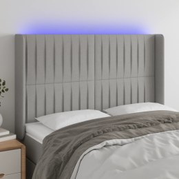 ZAGŁÓWEK DO ŁÓŻKA Z LED JASNOSZARY 147X16X118/128CM TKANINA