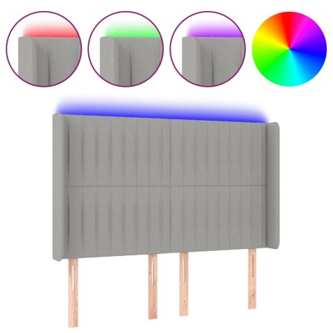 ZAGŁÓWEK DO ŁÓŻKA Z LED JASNOSZARY 147X16X118/128CM TKANINA