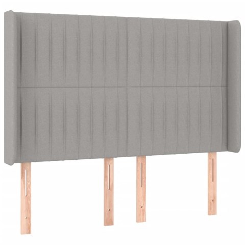 ZAGŁÓWEK DO ŁÓŻKA Z LED JASNOSZARY 147X16X118/128CM TKANINA