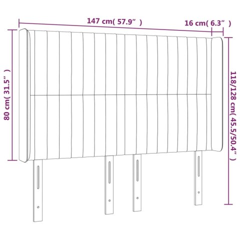 ZAGŁÓWEK DO ŁÓŻKA Z LED JASNOSZARY 147X16X118/128CM TKANINA