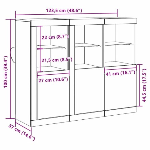 SZAFKA KOMODA 3 SZT. STARE DREWNO 123X37X100CM