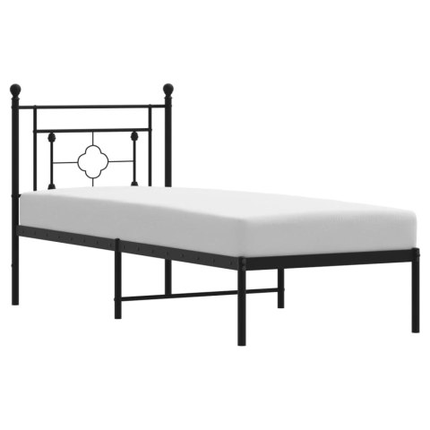 METALOWA RAMA ŁÓŻKA Z WEZGŁOWIEM CZARNA 75X190CM