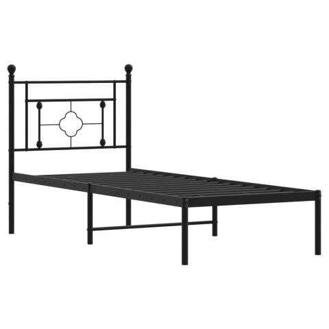 METALOWA RAMA ŁÓŻKA Z WEZGŁOWIEM CZARNA 75X190CM