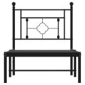 METALOWA RAMA ŁÓŻKA Z WEZGŁOWIEM CZARNA 75X190CM