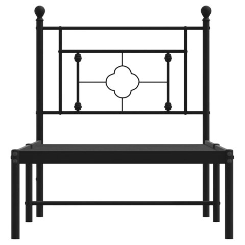 METALOWA RAMA ŁÓŻKA Z WEZGŁOWIEM CZARNA 75X190CM
