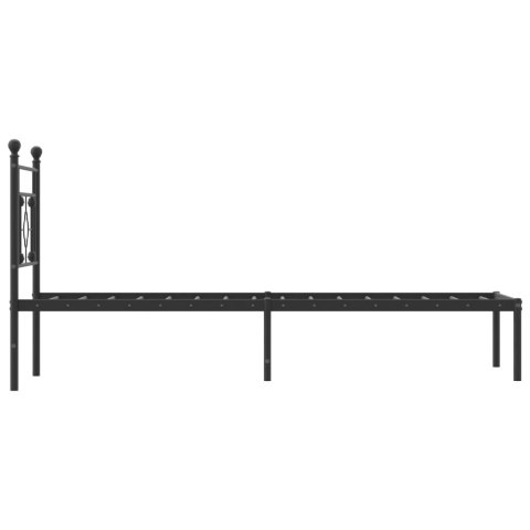 METALOWA RAMA ŁÓŻKA Z WEZGŁOWIEM CZARNA 75X190CM