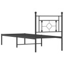METALOWA RAMA ŁÓŻKA Z WEZGŁOWIEM CZARNA 75X190CM