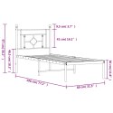 METALOWA RAMA ŁÓŻKA Z WEZGŁOWIEM CZARNA 75X190CM