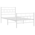 METALOWA RAMA ŁÓŻKA Z WEZGŁOWIEM I ZANÓŻKIEM BIAŁA 100X200CM