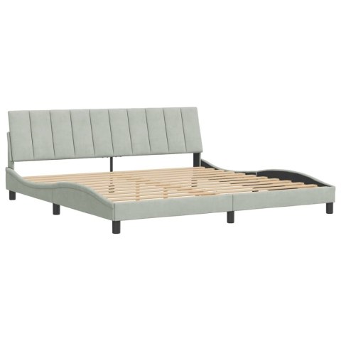 RAMA ŁÓŻKA BEZ MATERACA JASNOSZARA 200X200CM AKSAMITNA