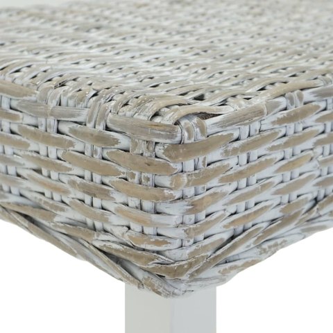 ŁAWKA BIAŁA 160X35X45CM NATURALNY RATTAN KUBU I DREWNO MAHONIOWE
