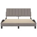 RAMA ŁÓŻKA BEZ MATERACA TAUPE 140X200CM OBITA TKANINĄ