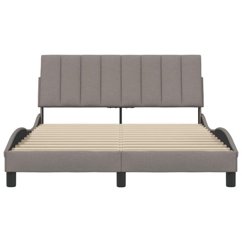RAMA ŁÓŻKA BEZ MATERACA TAUPE 140X200CM OBITA TKANINĄ