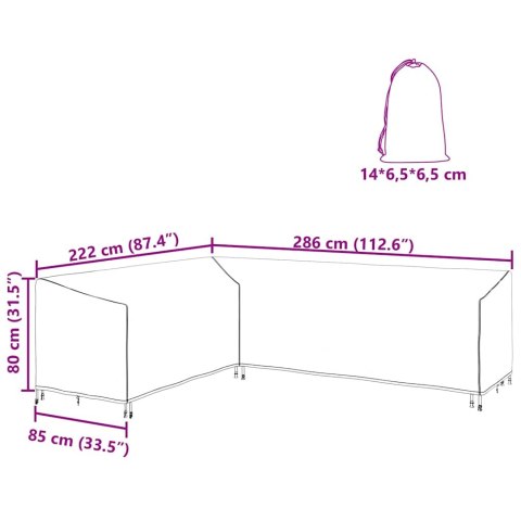 POKROWIEC NA MEBLE OGRODOWE 286X222X80CM MATERIAŁ 600D