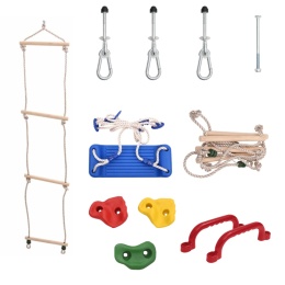 SIEDZISKO HUŚTAWKI DRABINKA SZNUROWA KAMIENIE DO WSPINACZKI DLA DZIECI