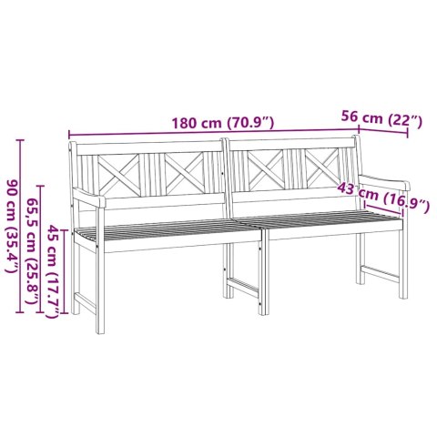 ŁAWKA OGRODOWA BRĄZOWY 180X 56X 90CM LITE DREWNO AKACJOWE