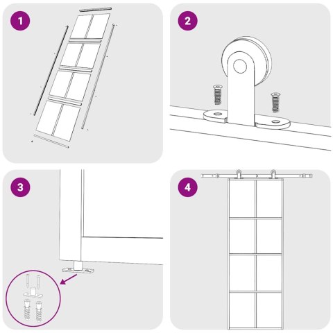 DRZWI PRZESUWNE MATOWE SZKŁO ESG I ALUMINIUM 76X205CM BIAŁE