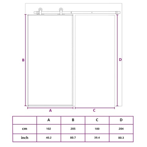 DRZWI PRZESUWNE SZKŁO ESG I ALUMINIUM 102X205CM CZARNE