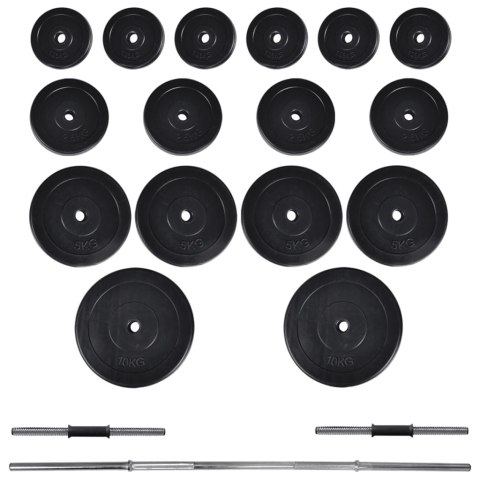 ŁAWKA DO ĆWICZEŃ ZE STOJAKIEM SZTANGĄ I HANTLAMI 60,5KG