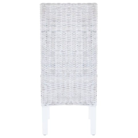 KRZESŁA STOŁOWE 4 SZT. BIAŁY RATTAN KUBU I DREWNO MANGO